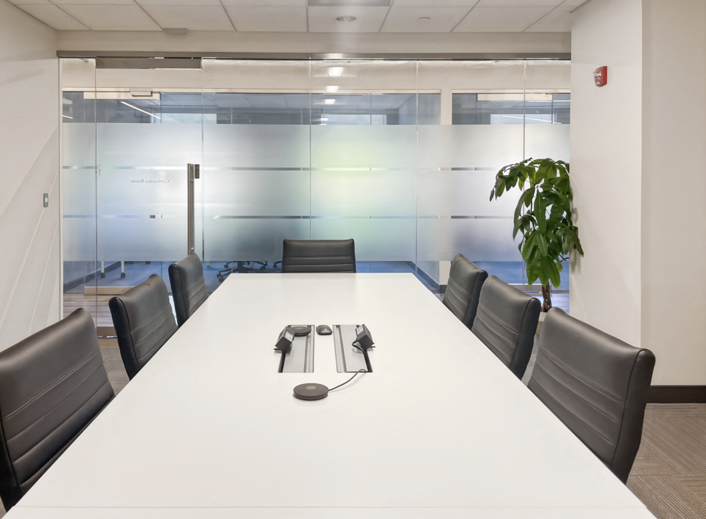 Executive conference room with glass walls