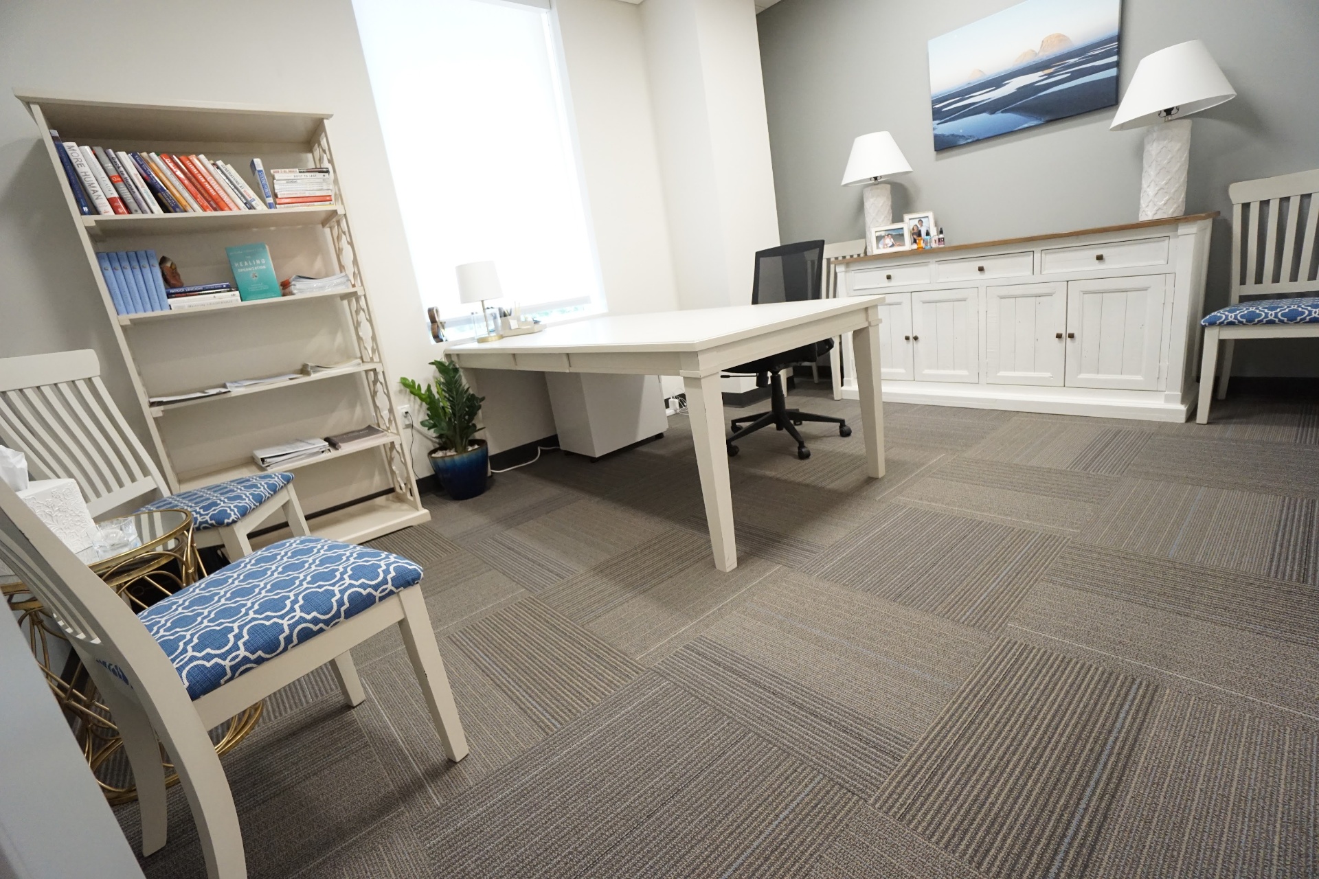 Furnished private office with natural light